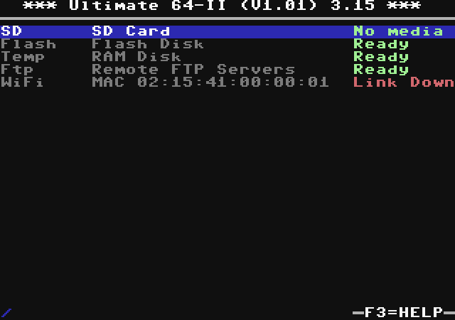 Ultimate file browser running in the C64U / UE2 Emulator
